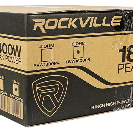 Rockville RVW1800P8 1800w 18-Inch Raw DJ Subwoofer 8 Ohm Sub Woofer 107OZ Magnet