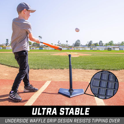 GoSports Jr. Baseball & Softball Batting Tee - Adjustable Rubber Hitting Tee for All Leagues and Skill Levels