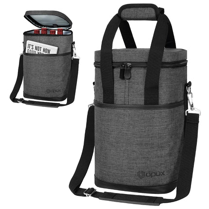 opux Wine Bag, 4 Bottle Wine Cooler Bag, Insulated Wine Tote Carrier for Travel Picnic BYOB, Leakproof Padded Portable Wine Bottle Bag for Wine Lovers Gift Women Men Christmas (Charcoal Gray)