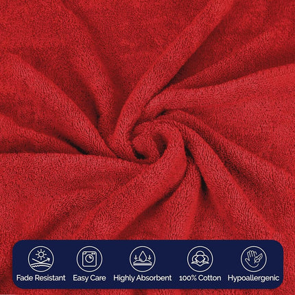 Elegant Comfort Premium Turkish Cotton 6 Pack Washcloths Set - 13 x 13 inch, Luxurious Hotel Spa Quality 100% Turkish Cotton 6PC Washcloth Set - Highly Absorbent - Soft Bathroom Towels, Red