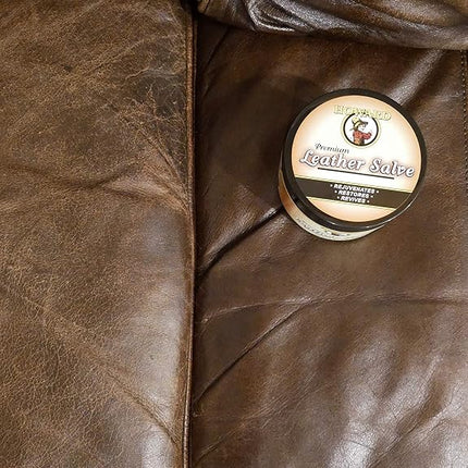 HOWARD PRODUCTS LS0006 Premium Leather Salve Conditioner, 170g - Renews Old Leather, Protects New Leather, Deep Penetrating Formula with Purified Lanolin, Neatsfoot, Coconut Oil, Beeswax