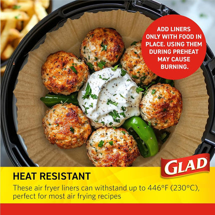Glad Air Fryer Liners, Nonstick and Heat Resistant, Food Grade Material, Suitable for Round and Square Air Fryers, Air Fryer Accessories, 6.5" x 6.5" - 100 Count