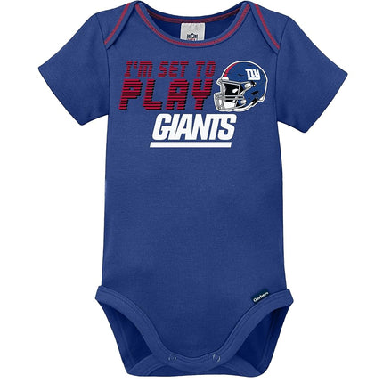 NFL New York Giants Boys 20183 Pack Short Sleeve Variety Bodysuit, Blue, 0-3 Months