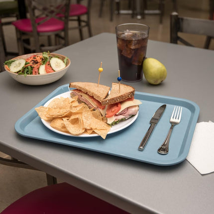 Bandeja Carlisle FoodService Products Cafe Fast Food para Cafetería con Superficie Estampada para Cafeterías, Comida Rápida y Comedores, Plástico, 16.31 x 12.06 x 0.7 Pulgadas, Azul Pizarra, (Paquete de 24)