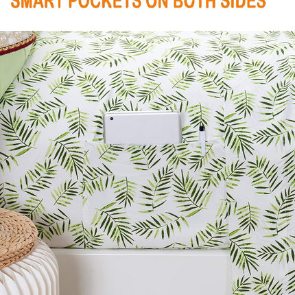 Elegant Comfort Luxury Soft Bed Sheets Palm Leaves Pattern - 1500 Premium Hotel Quality Microfiber Softness Wrinkle and Fade Resistant (6-Piece) Bedding Set, King, Palm Leaves
