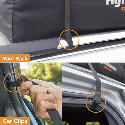 Rightline Gear 100R30 Range 3 Weatherproof Rooftop Cargo Carrier for Top of Vehicle, Attaches With or Without Roof Rack, 18 Cubic Feet, Black