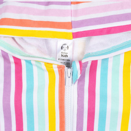 Gerber Baby-Girls Toddler Zipper Hoodie Terry Swimsuit Cover Up, Rainbow, 0-3 Months
