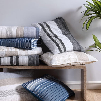 NauticaHome 210469 Adleson Couvre-lit en coton, Grand lit/Très grand lit, Bleu/Gris
