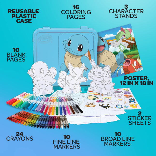 Crayola Pok�mon Squirtle Coloring Art Case (71+ pcs), Kids Art Set, Coloring Pages and Markers, Pokemon Toys, Holiday Gift for Kids, 4+