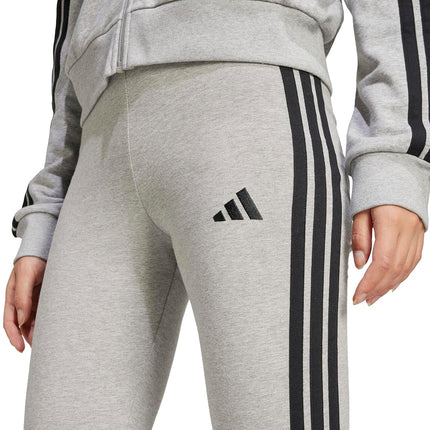 adidas Women's Essentials 3-Stripes Cotton Leggings, Medium Grey Mottled/Black, XS