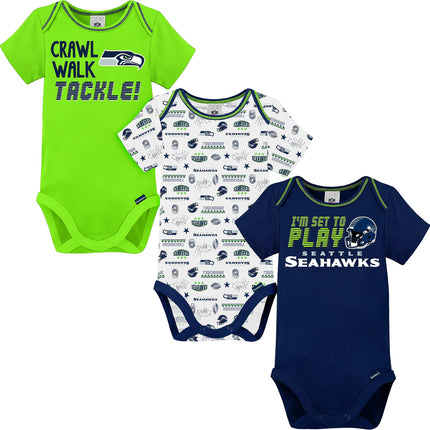NFL Gerber Unisex Baby Standard 3 Pack Short Sleev