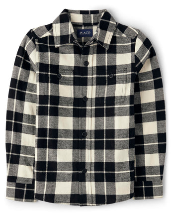 The Children's Place Boys' Long Sleeve Plaid Flann