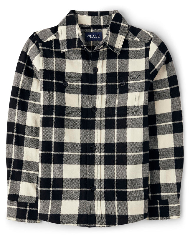 The Children's Place Boys' Long Sleeve Plaid Flann