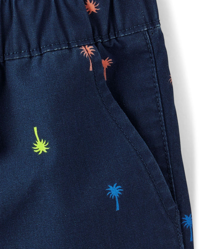 The Children's Place Boys' Uniform Pull on Cargo Shorts, Tidal Palm Tree, 2T