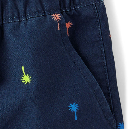 The Children's Place Boys' Uniform Pull on Cargo Shorts, Tidal Palm Tree, 12-18 Months