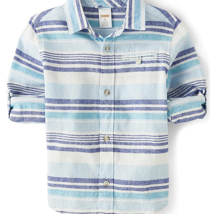 Gymboree Baby Boys' and Toddler Long Sleeve Button Up Shirts, Simply White, 18-24 Months