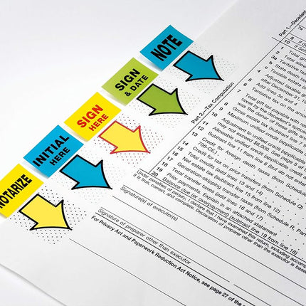 Post-it Standard Page Flags in Dispenser 1in Wide, Blue "Initial Here" 100 Flags, 680-IH2