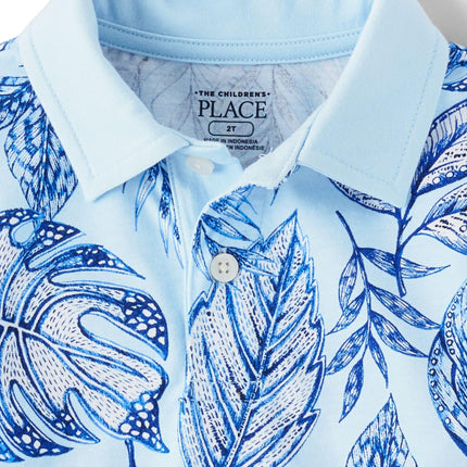 The Children's Place Baby Boys' and Toddler Short Sleeve Pique Polo, Clear Sky, 6-9 Months
