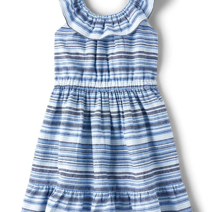 Vestido Gymboree para niñas y bebés con manga con volantes, azul fiesta, 18-24 meses