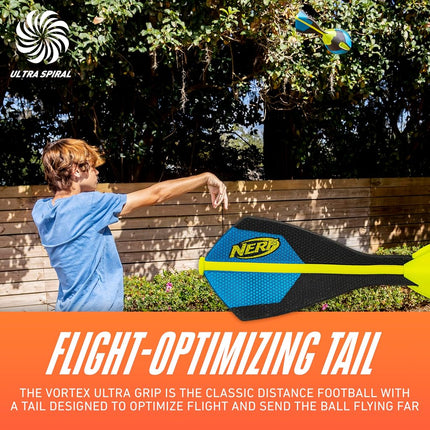 Nerf Vortex Ultimate Grip Foam Football Soft Vortex Football for Long-Distance Throws - All-Weather Great for Pool and Beach Football - Kids Ultimate Grip Whistle Vortex Foam Ball