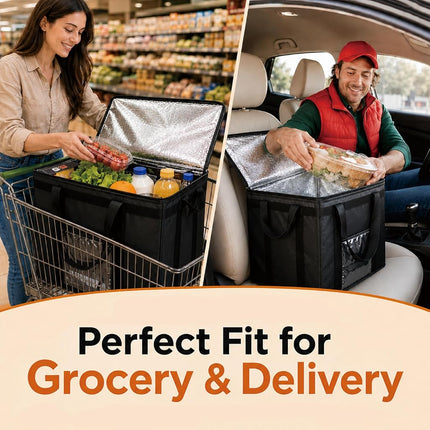 NZ home Food Delivery Bag, Thermal Cool Bag (2XL, Black, 2 Pack)