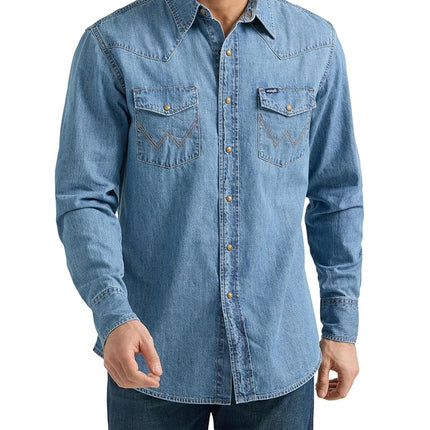 Wrangler Men's Denim Collection Snap Shirt, Light 