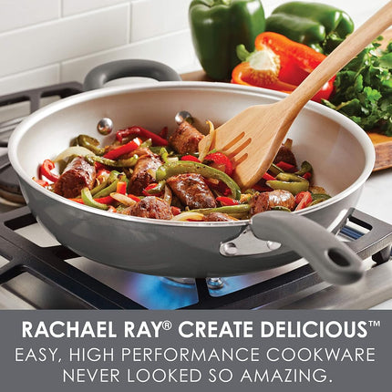 Poêle antiadhésive profonde Rachael Ray Create Delicious - 31,75 cm, grise