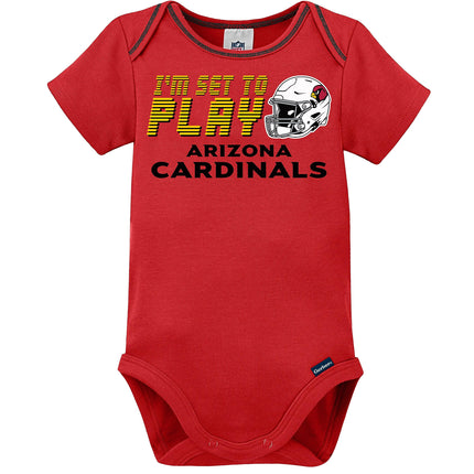 NFL Arizona Cardinals Boys 20183 Pack Short Sleeve Variety Bodysuit, Red, 6-12 Months
