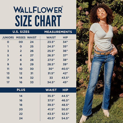 WallFlower Women's Luscious Curvy Bootcut Mid-Rise Insta Stretch Juniors Jeans (Standard and Plus), Andrea, 7 Shorts