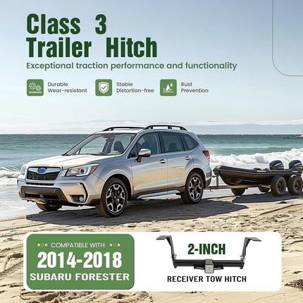 Attelage de remorque ALMULOO Classe 3 2" compatible avec Subaru Forester 2014-2018, en acier thermolaqué noir, attelage de remorque pour pare-chocs arrière