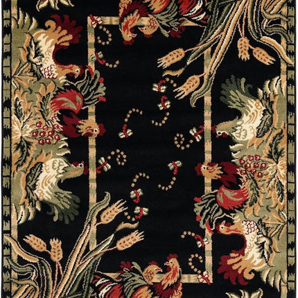 Alfombra Unique Loom Barnyard Collection - Granja (4' 1" x 6' 1" Rectangular, Negro/Crema)