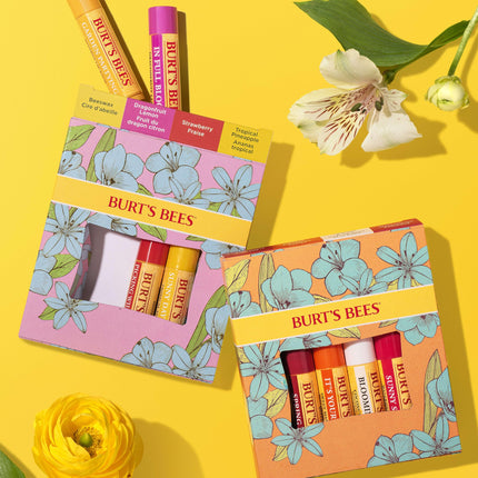 Burt's Bees Lip Balm Gift Set, Pomegranate, Coconut & Pear, Watermelon, Sweet Mandarin, Just Picked, 4x4.25g