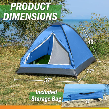 Wakeman 2 Person Tent – Rain Fly & Carrying Bag – Lightweight Dome Tents for Kids or Adults – Camping, Backpacking, and Hiking Gear by Outdoors