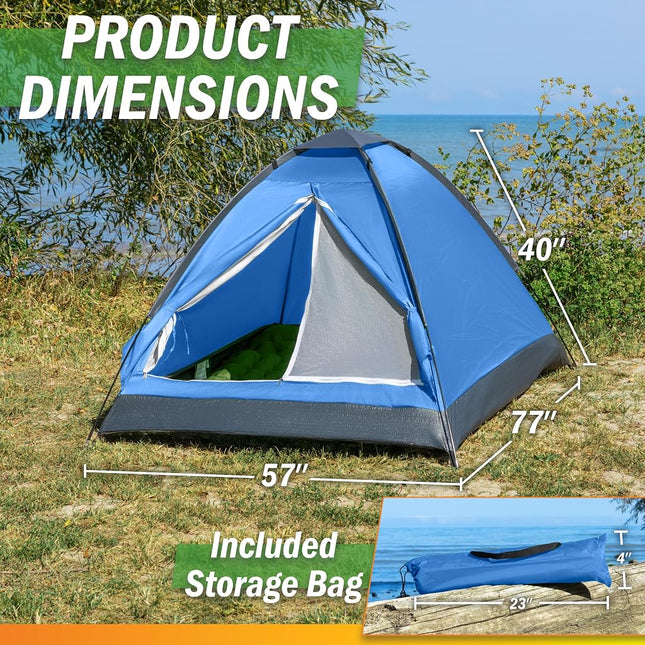 Wakeman 2 Person Tent – Rain Fly & Carrying Bag – Lightweight Dome Tents for Kids or Adults – Camping, Backpacking, and Hiking Gear by Outdoors