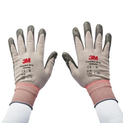 3M Comfort Grip General Use Work Glove, Nitrile Palm Coating, Washable with Knit Wrist Cuff, 1 Pair, Large