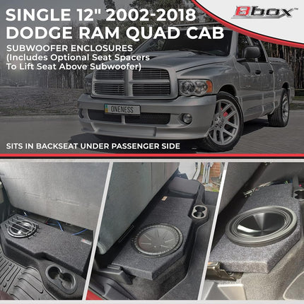 Atrend A201-12CP Single-Sealed Up-Fire Enclosure for Dodge Ram Quad Cab 2002 and Up