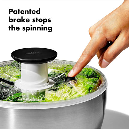 OXO Steel Salad Spinner, Stainless Steel, L