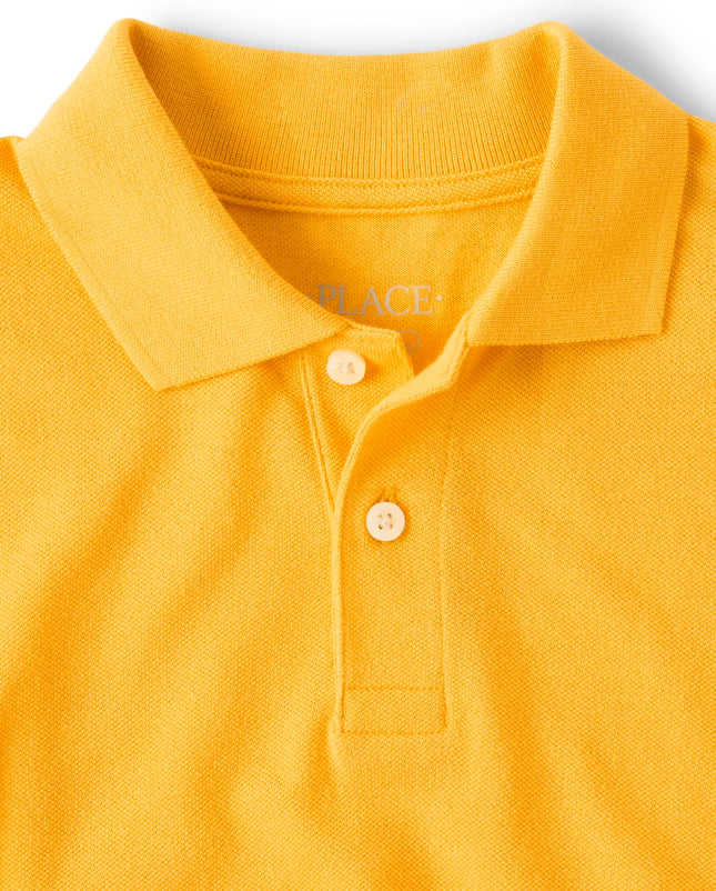 The Children's Place Boys' Uniform Pique Polo, Yellow Pencil, 16