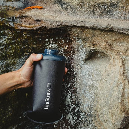LifeStraw Peak Series Collapsible Squeeze Water Bottle, Dark Grey, 650 ml Capacity
