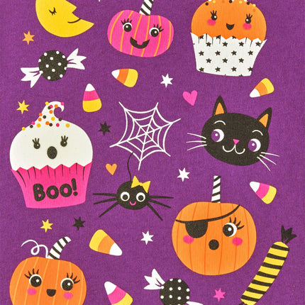 The Children's Place Baby Girls' and Toddler All Holidays Long Sleeve Graphic T-Shirts,multipacks, Halloween Doodle Print/Black 2-Pack, 12-18 Months