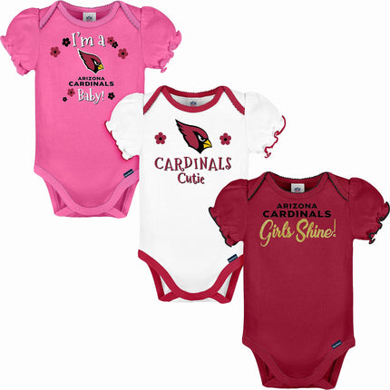 Gerber Baby Girl's Standard NFL 3 Pack Short Sleev