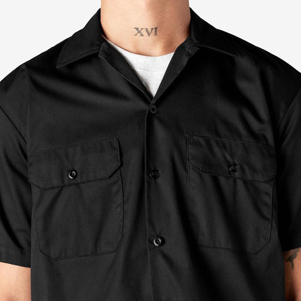Dickies Men's Short-Sleeve Work Shirt, Black, Large