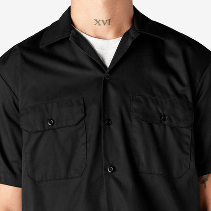 Chemise de travail Dickies à manches courtes pour homme, noire, grande taille