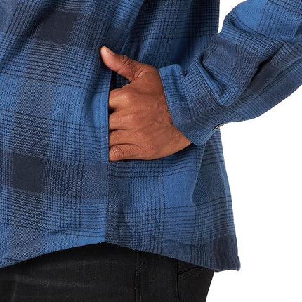 Wrangler Authentics Men's Long Sleeve Sherpa Lined Flannel Jacket Shirt, Admiral Blue, L UK