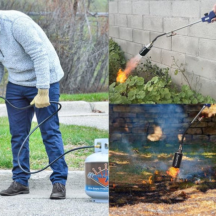 Flame King Propane Torch Kit Heavy Duty Weed Burner, 340,000 BTU with Piezo Igniter (Self Igniting), with 6 ft Hose Regulator Assembly