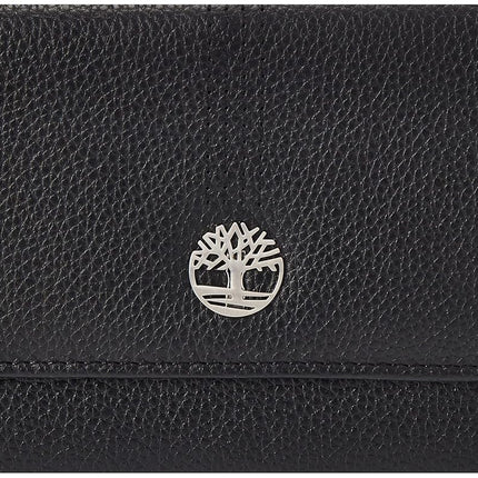 Timberland Women Leather RFID Flap Wallet Clutch Organizer, Black (Pebble), One Size