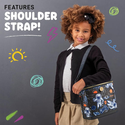 Fit & Fresh Insulated Lunch Box for Kids Boys & Girls, Lunch Bag for Kids with 2 Reusable Snack Bags, School Lunch Box, Cypress Astronaut Black