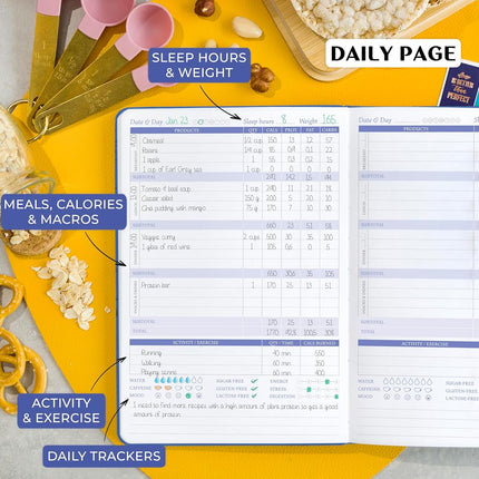 Legend Food Journal, Weight Loss & Meal Tracking Diary 5.8x8.3 Mystic Blue