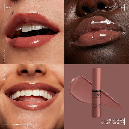 NYX PROFESSIONAL MAKEUP SIONAL MAKEUP Butter Gloss Brown Sugar, Non-Sticky Lip Gloss - Pack Of 3 (Sugar High, Spik