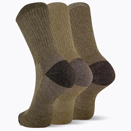 Merrell Unisex's Men's and Women's Wool Everyday Hiking Socks-3 Pairs-Cushioned Moisture Wicking Casual, Crew-Olive Assorted, Small-Medium (Pack of 3)